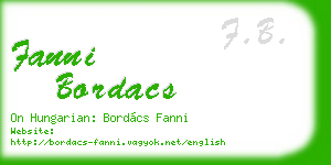 fanni bordacs business card